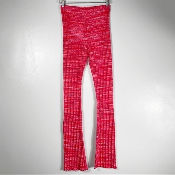 ZARA Pink Ribbed High Rise Flare Pull On Pants Size Medium - Picture 3 of 10